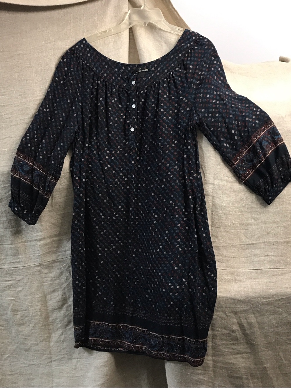 Lucky Brand Black Floral Button-Front Blouse Large